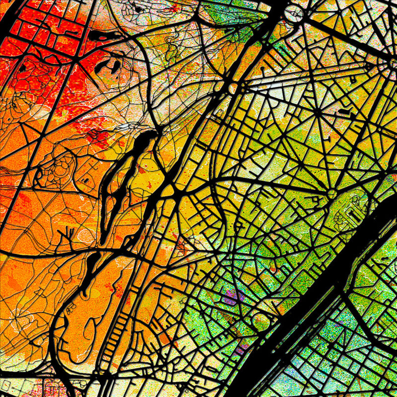 Paris Map: City Street Map of Paris France - Sunset Series Art Print