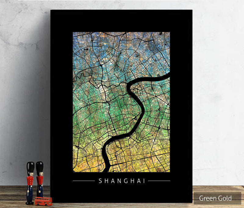 Shanghai Map: City Street Map of Shanghai China - Sunset Series Art Print