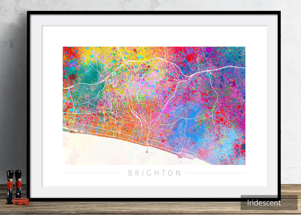 Brighton Map: City Street Map of Brighton, England - Sunset Series Art Print