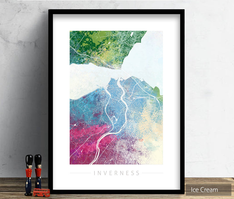 Inverness Map: City Street Map of Inverness, England - Nature Series Art Print