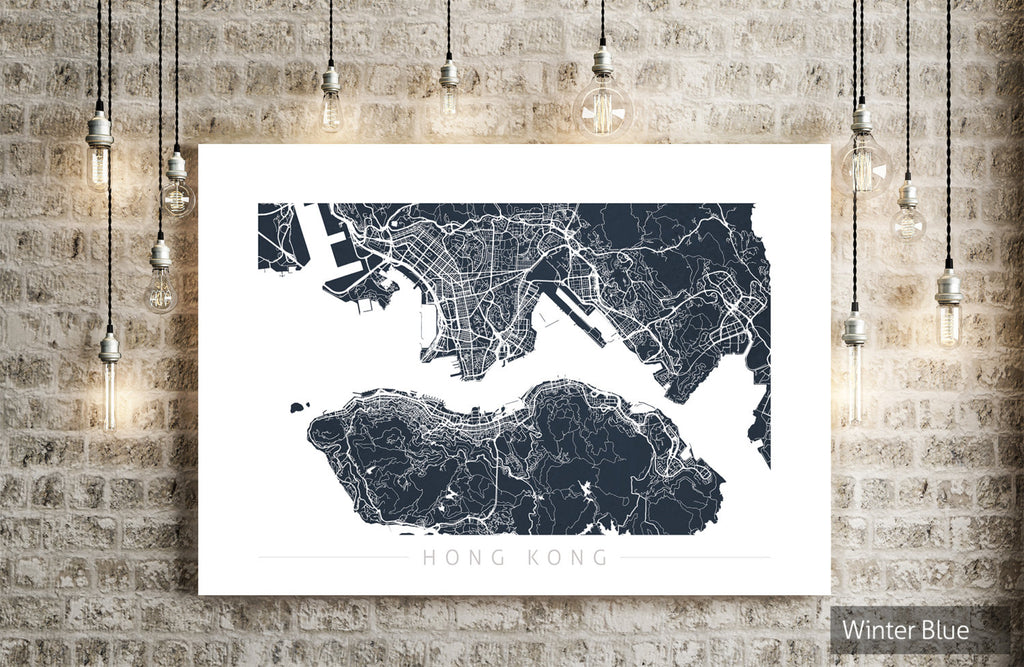 Hong Kong Map: City Street Map of Hong Kong - Colour Series Art Print