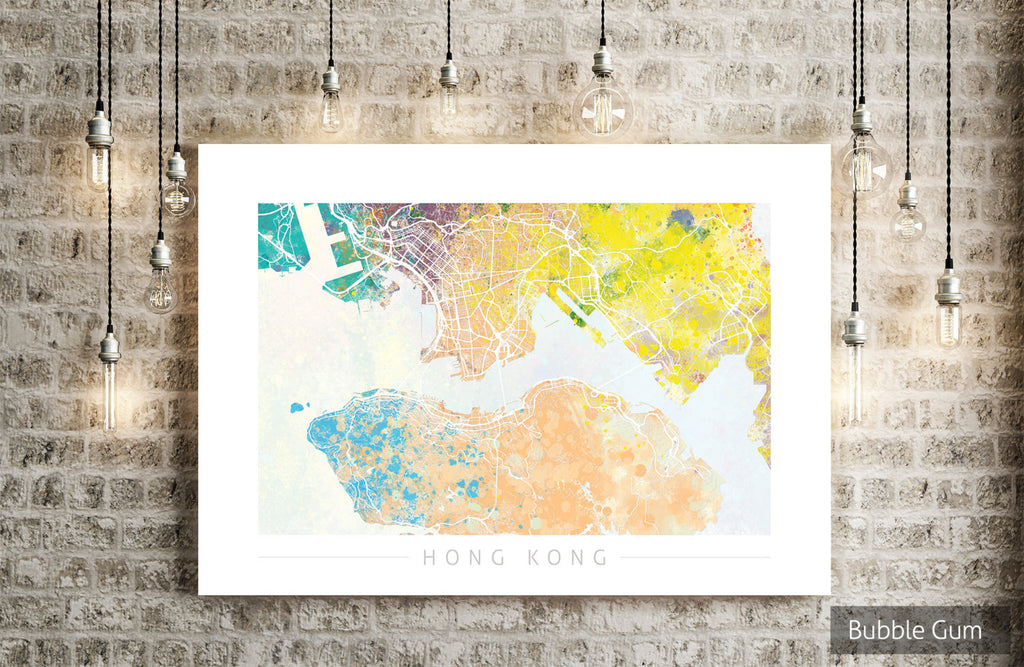 Hong Kong Map: City Street Map of Hong Kong - Nature Series Art Print