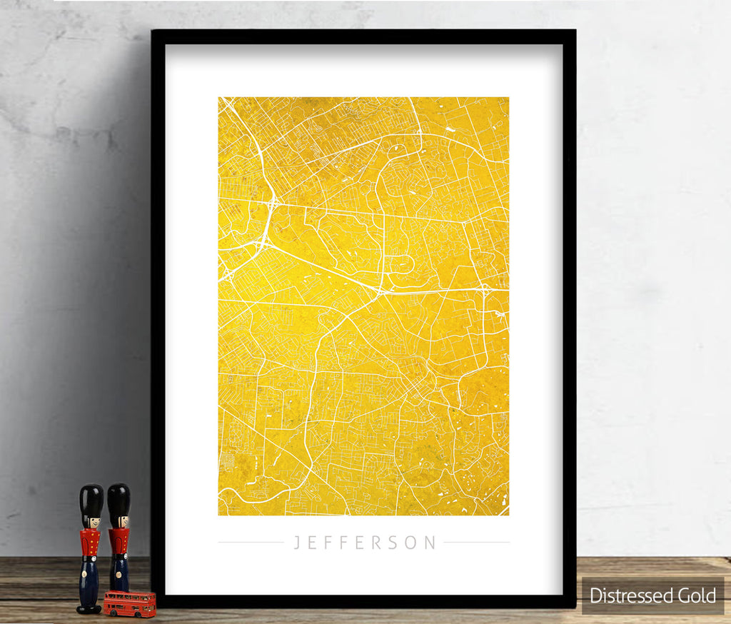 Jefferson Map: City Street Map of Jefferson, Kentucky - Colour Series Art Print