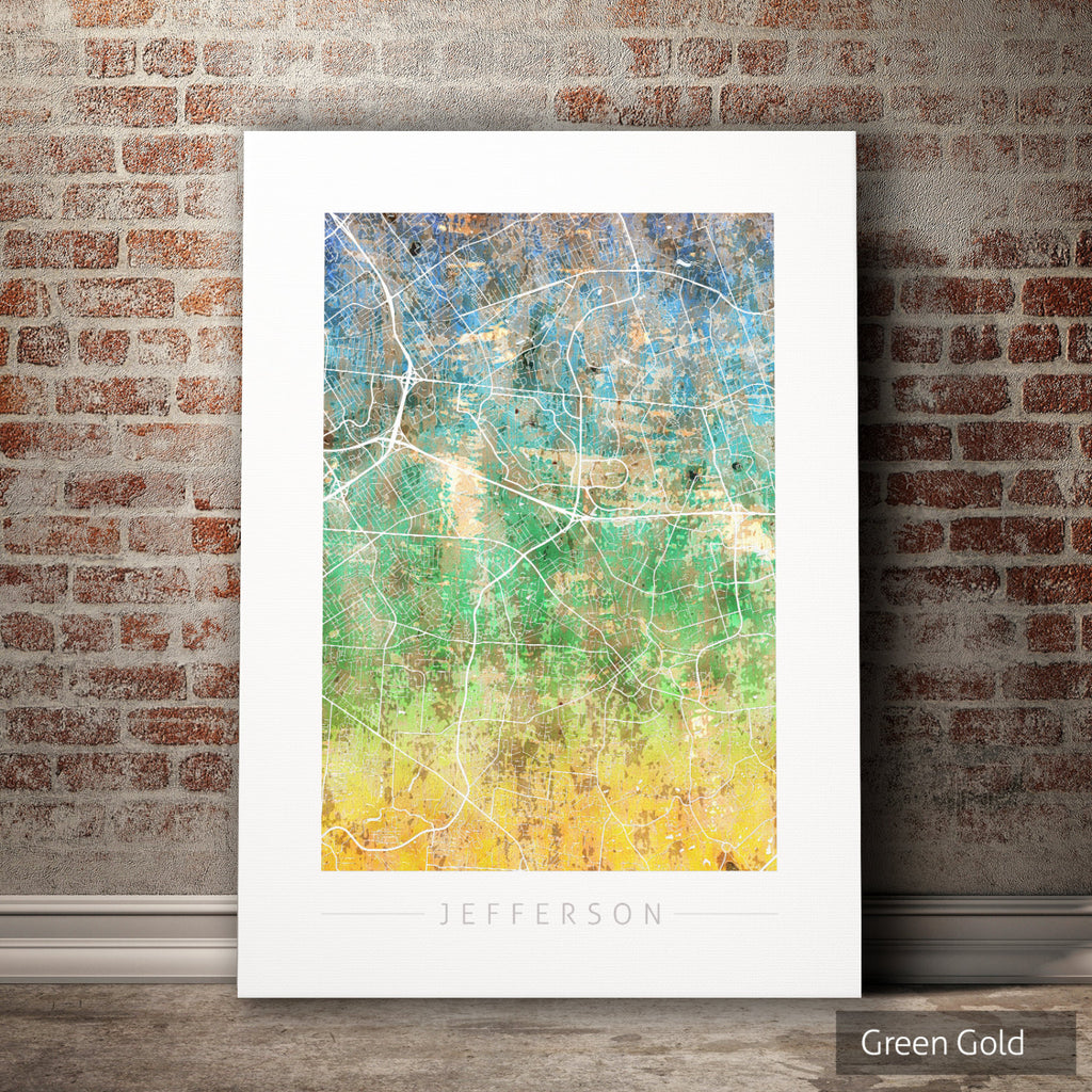 Jefferson Map: City Street Map of Jefferson, Kentucky - Sunset Series Art Print