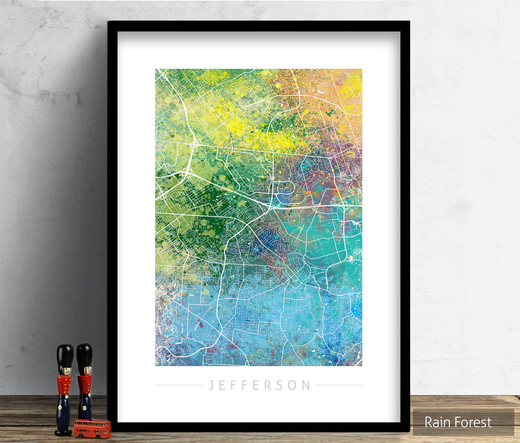 Jefferson Map: City Street Map of Jefferson, Kentucky - Nature Series Art Print