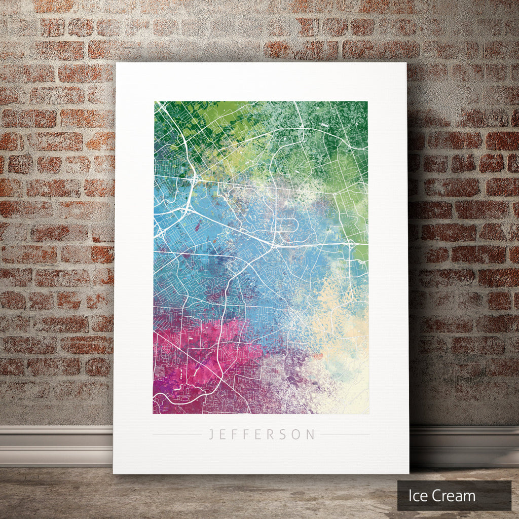 Jefferson Map: City Street Map of Jefferson, Kentucky - Nature Series Art Print