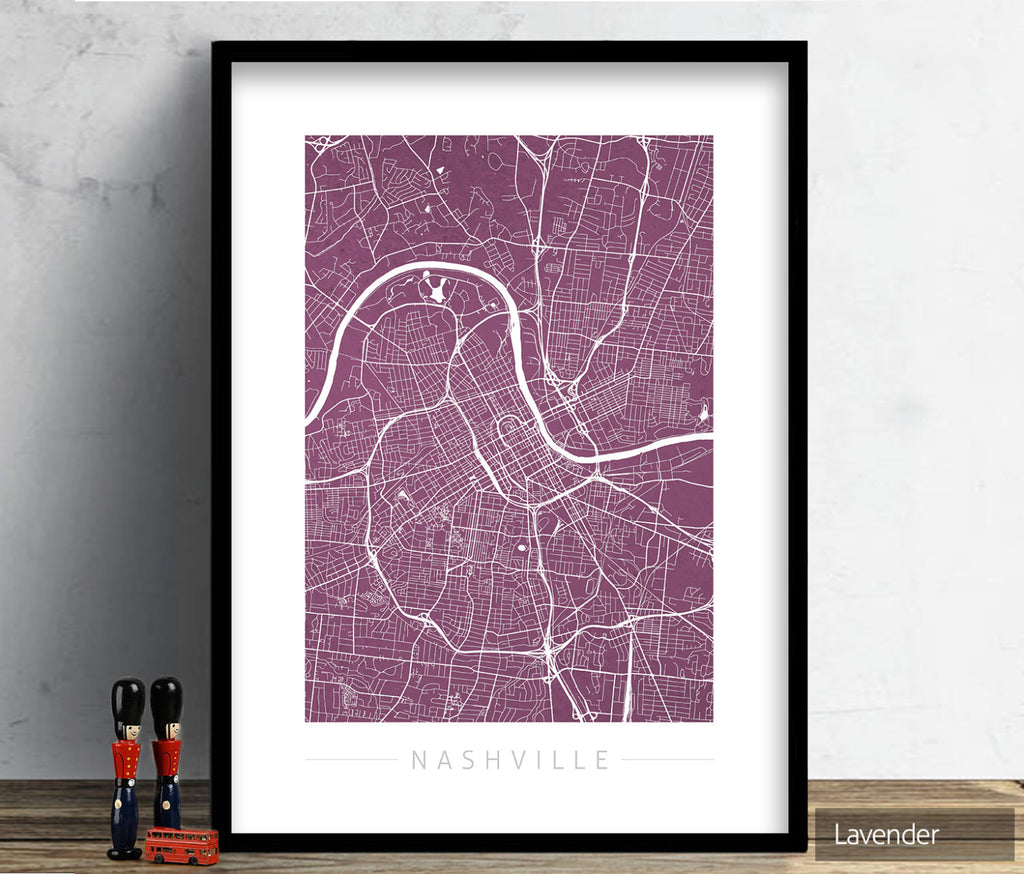 Nashville Map: City Street Map of Nashville, Tennessee - Colour Series Art Print