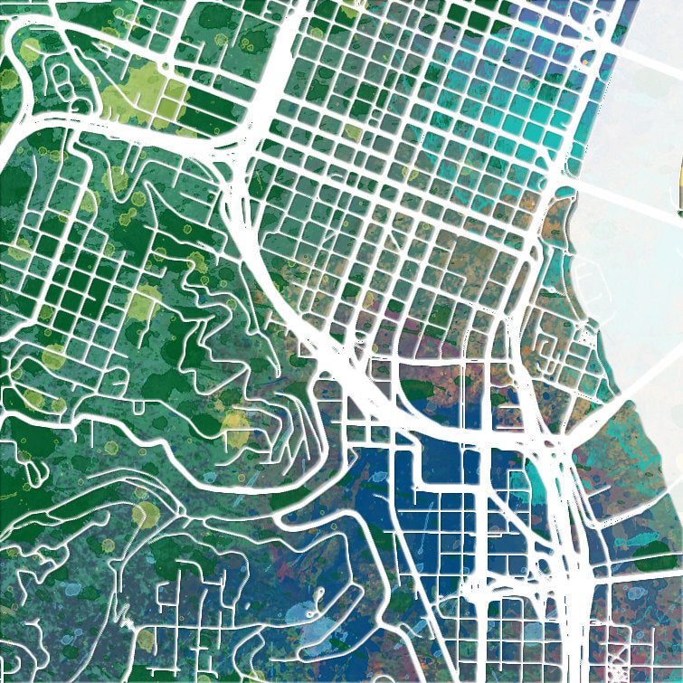 Portland Map: City Street Map of Portland, Oregon - Nature Series Art Print