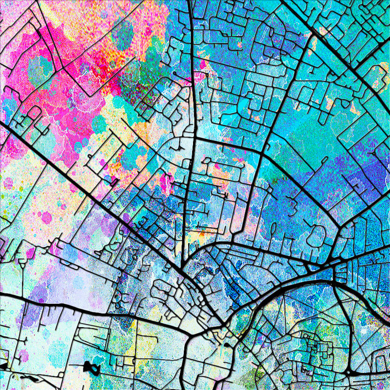 Cambridge Map: City Street Map of Cambridge, England - Sunset Series Art Print