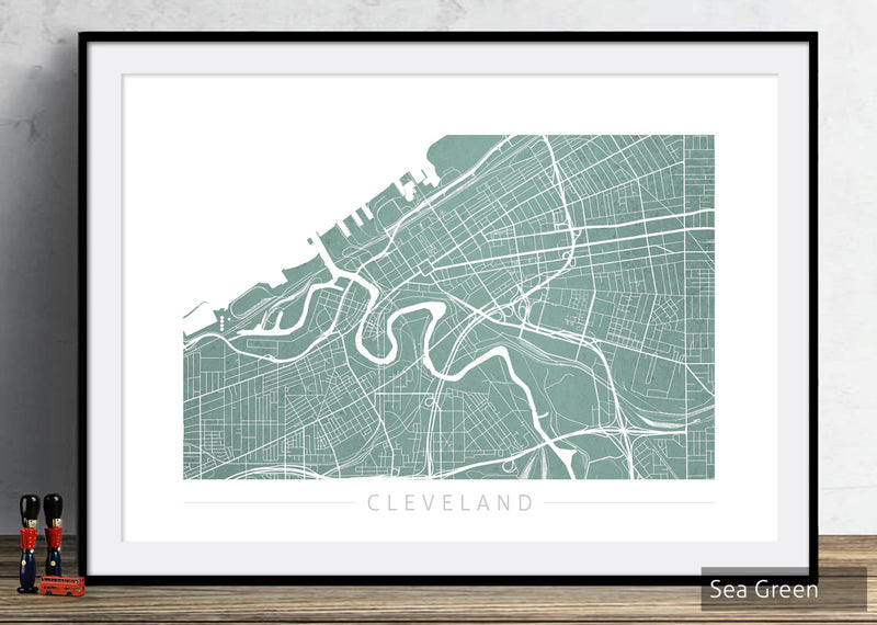 Cleveland Map: City Street Map of Cleveland, Ohio - Colour Series Art Print