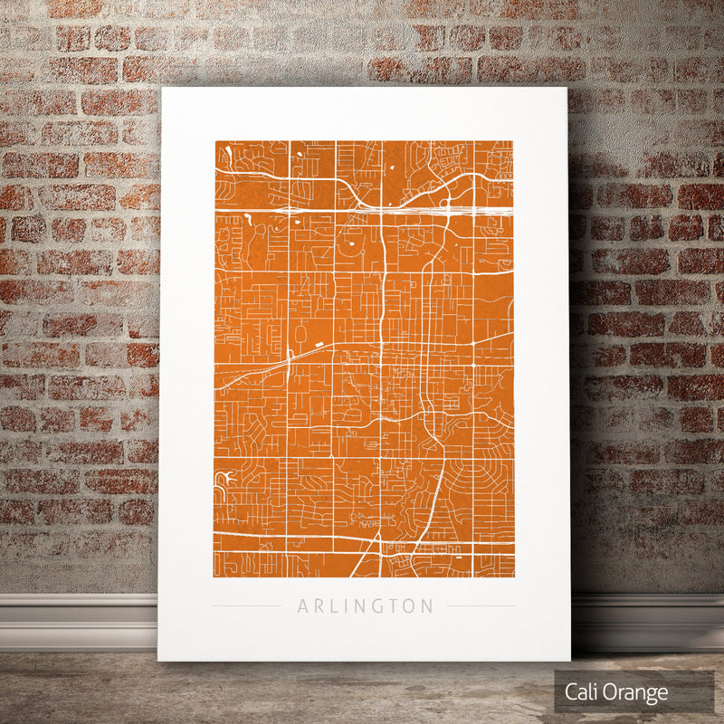 Arlington Map: City Street Map of Arlington, Texas - Colour Series Art Print