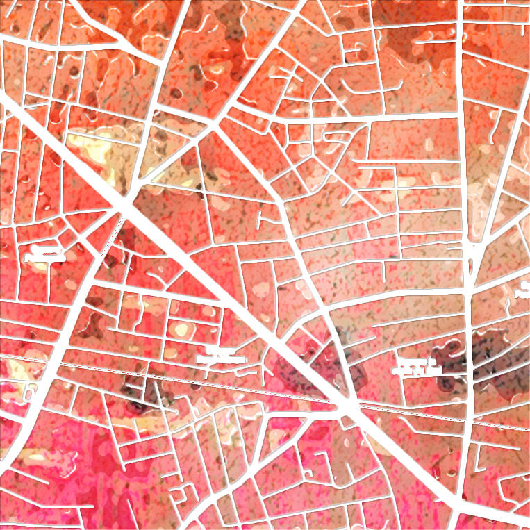 Bordeaux Map: City Street Map of Bordeaux, France - Sunset Series Art Print