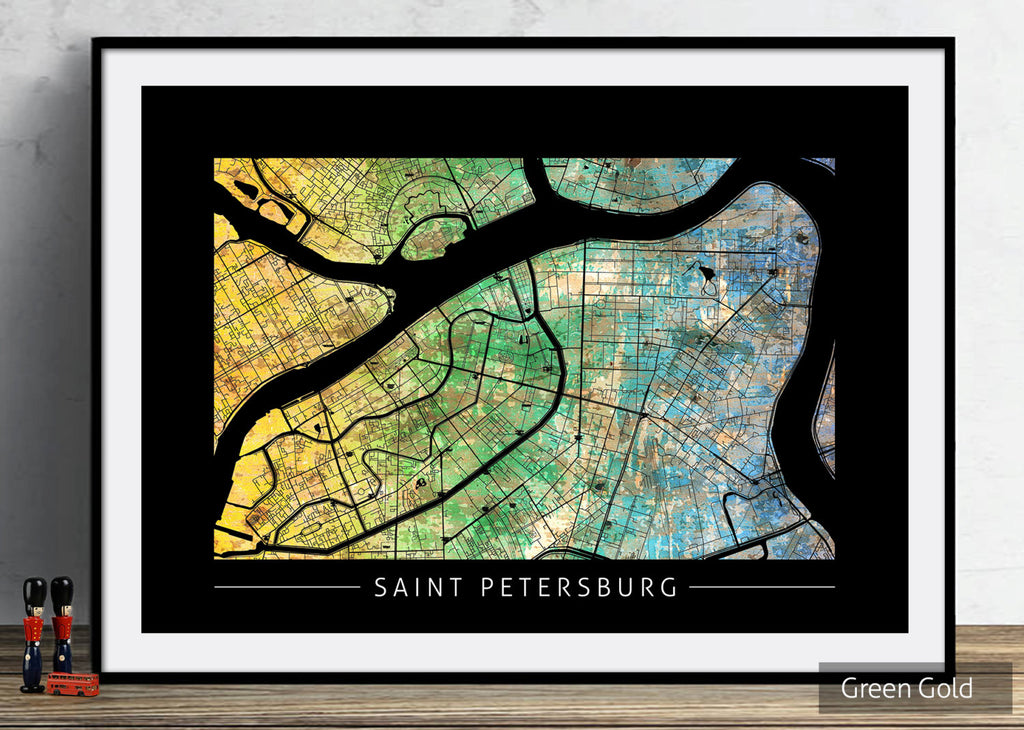 Saint Petersburg Map: City Street Map, Russia - Sunset Series Art Print