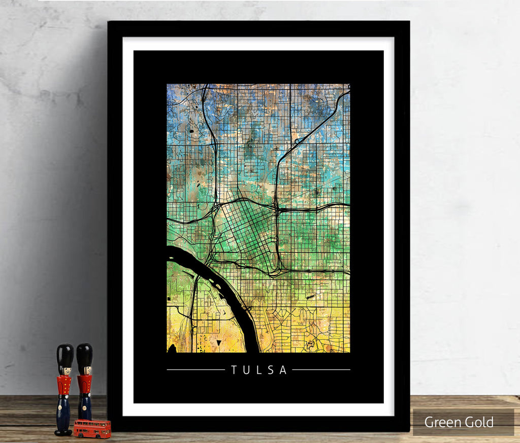 Tulsa Map: City Street Map of Tulsa, Oklahoma - Sunset Series Art Print