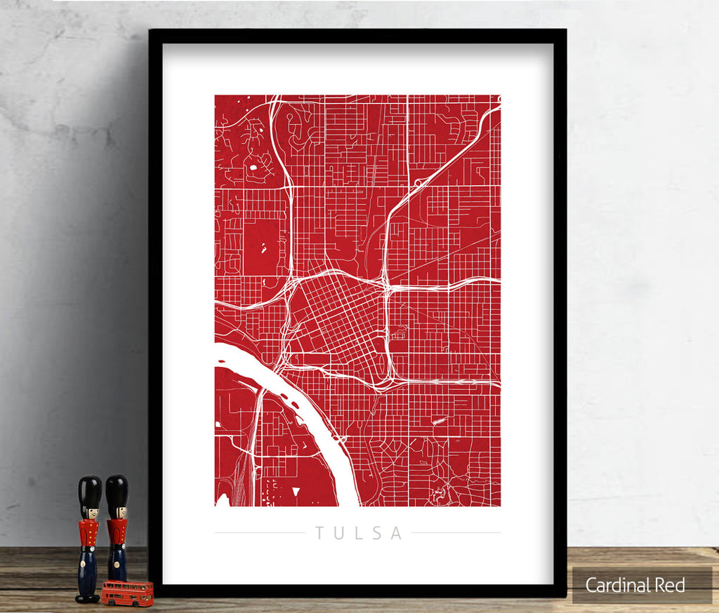 Tulsa Map: City Street Map of Tulsa, Oklahoma - Colour Series Art Print