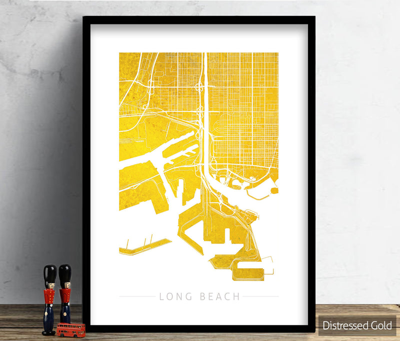 Long Beach Map: City Street Map Long Beach, California - Colour Series Art Print