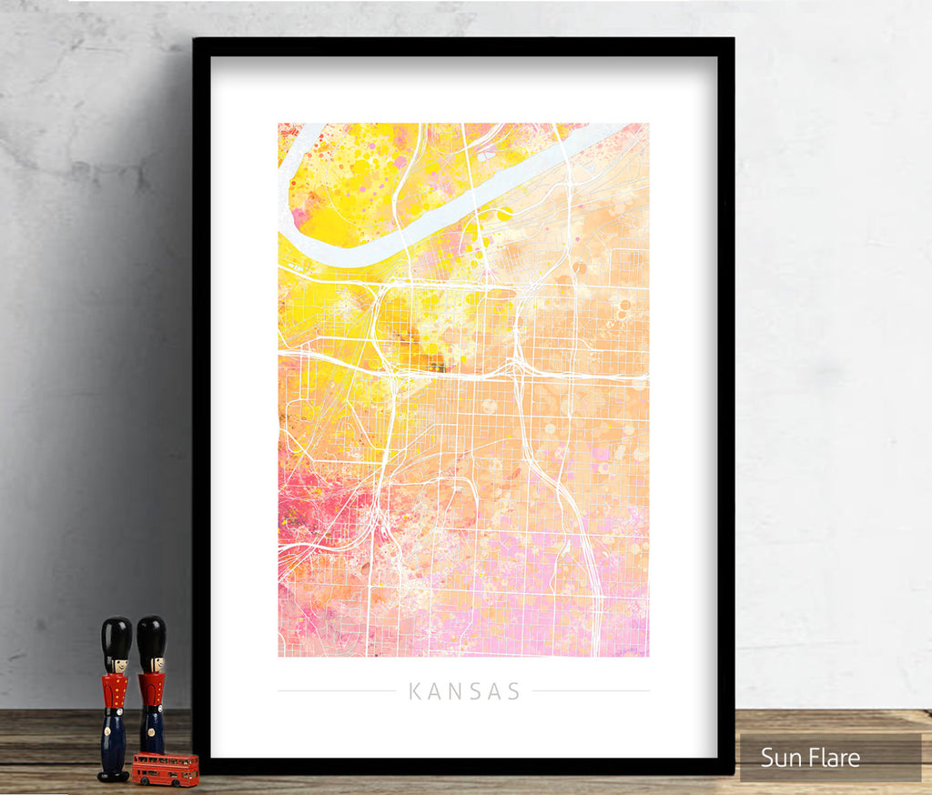 Kansas Map: City Street Map of Kansas, Missouri - Nature Series Art Print