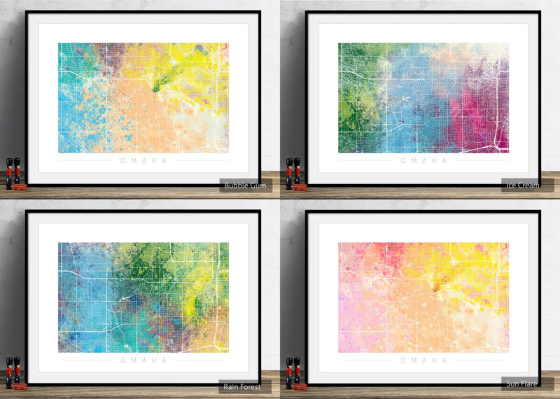 Omaha Map: City Street Map of Omaha, Nebraska - Nature Series Art Print