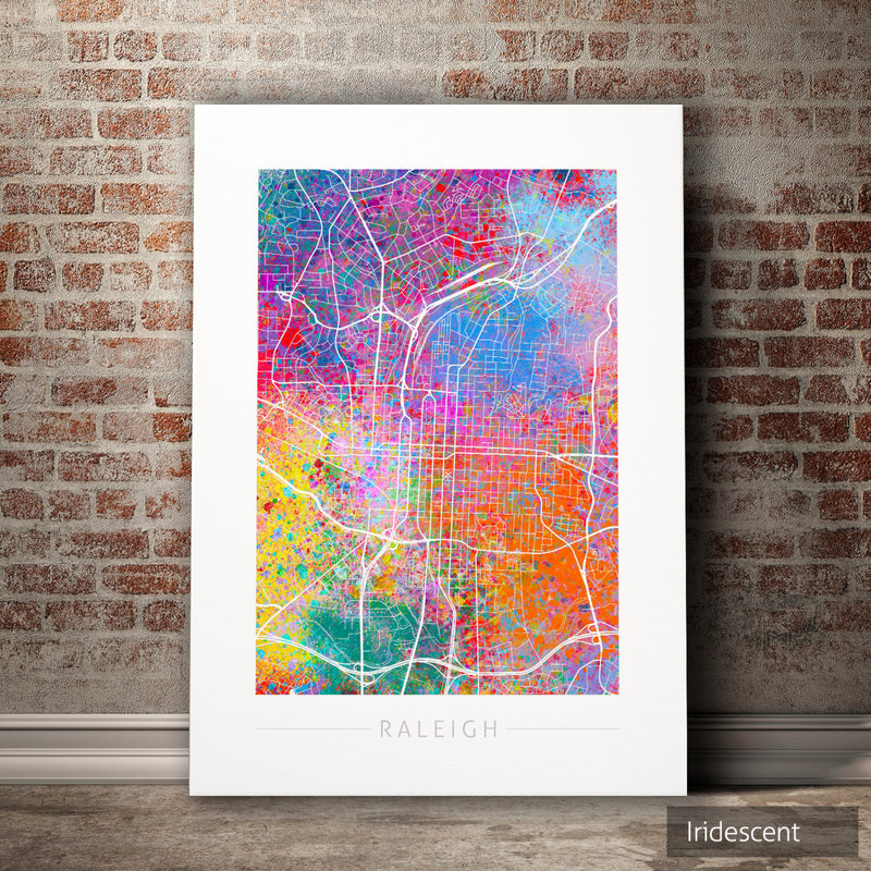 Raleigh Map: City Street Map of Raleigh, North Carolina - Sunset Series Art Print