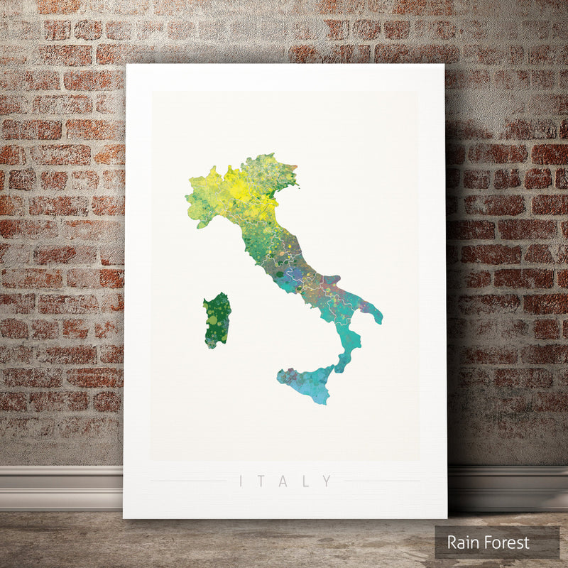 Italy Map: Country Map of Italy  - Nature Series Art Print