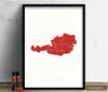 Austria Map: Country Map of Austria - Colour Series Art Print