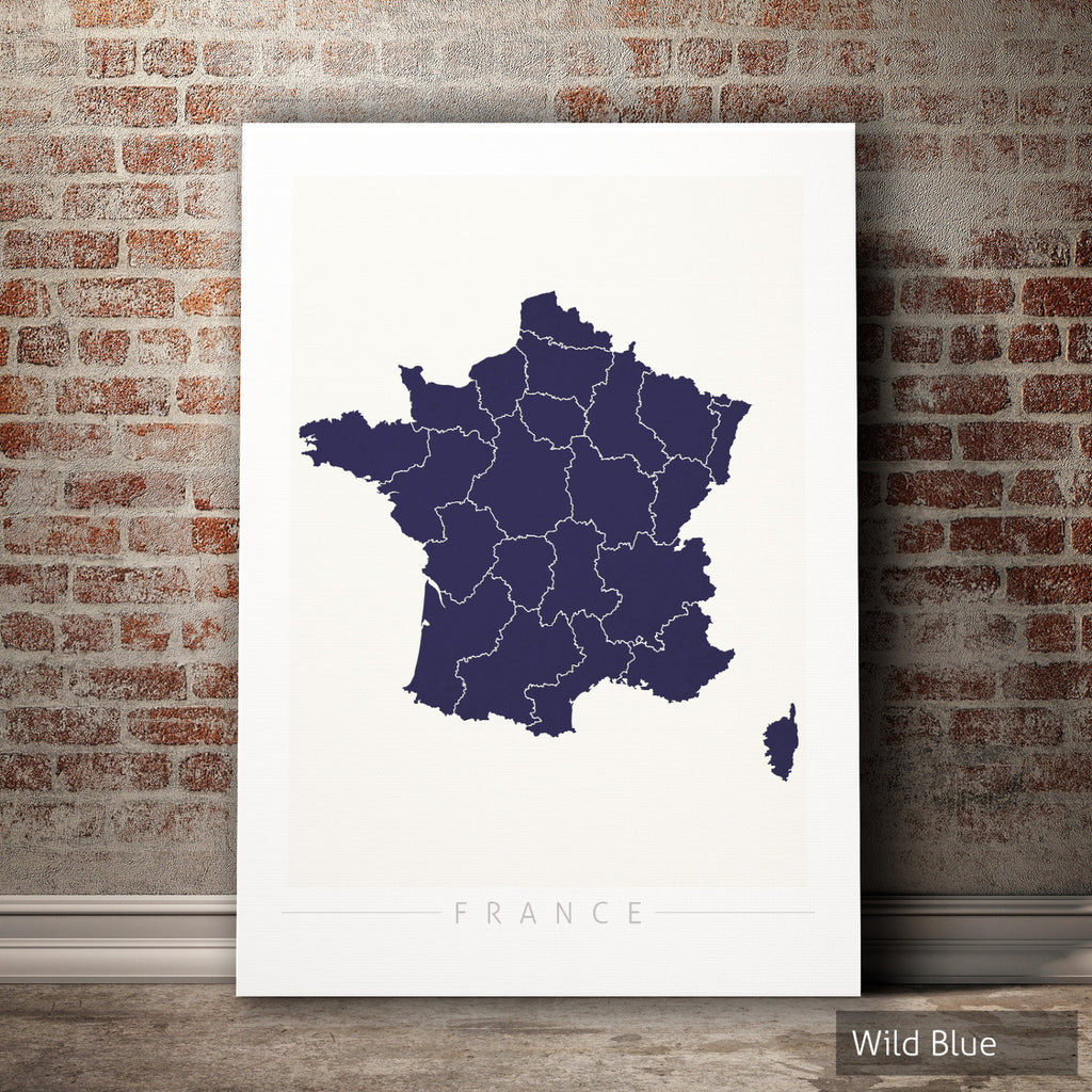 France Map: Country Map of France - Colour Series Art Print