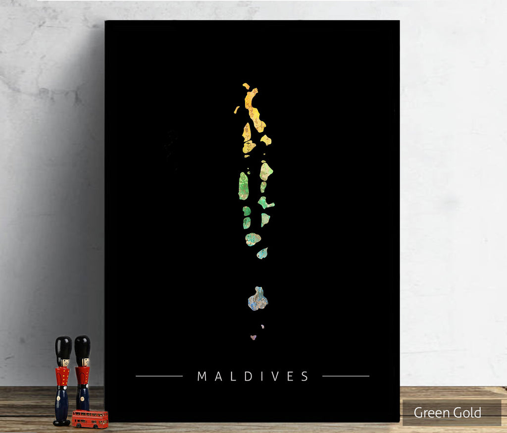 Maldives Map: Country Map of Maldives - Sunset Series Art Print