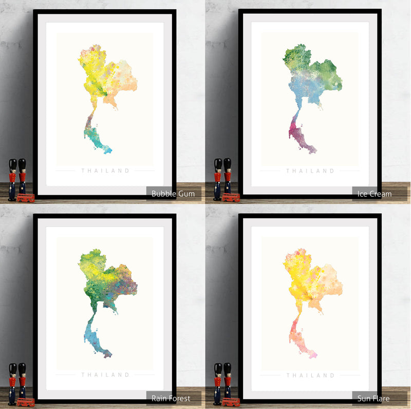 Thailand Map: Country Map of Thailand  - Nature Series Art Print