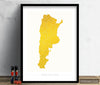 Argentina Map: Country Map of Argentina - Colour Series Art Print