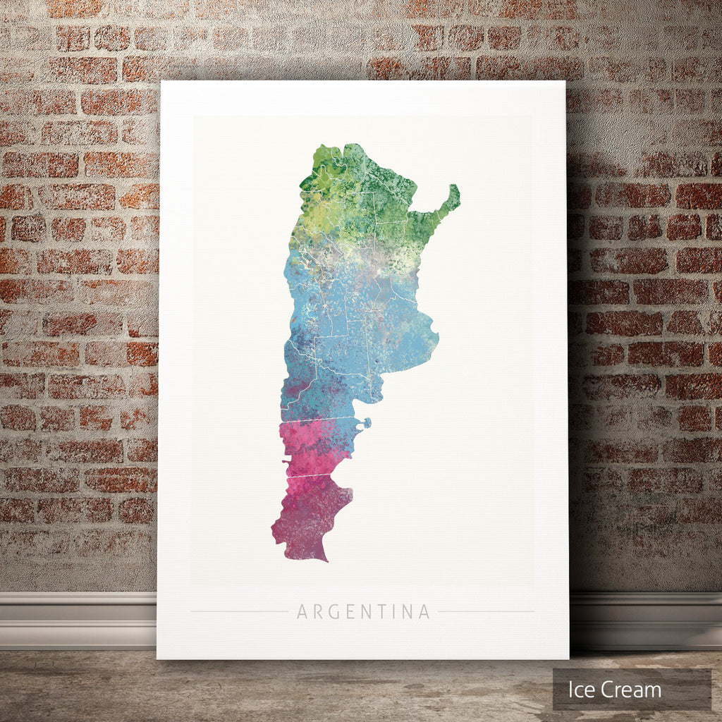 Argentina Map: Country Map of Argentina  - Nature Series Art Print