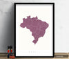 Brazil Map: Country Map of Brazil - Colour Series Art Print