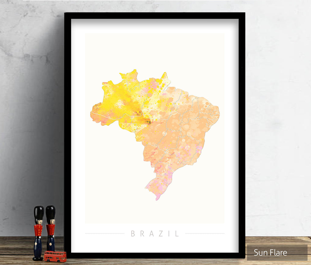 Brazil Map: Country Map of Brazil - Nature Series Art Print