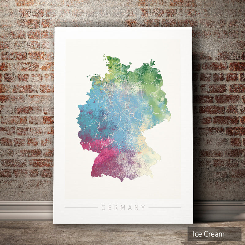 Germany Map: Country Map of Germany  - Nature Series Art Print