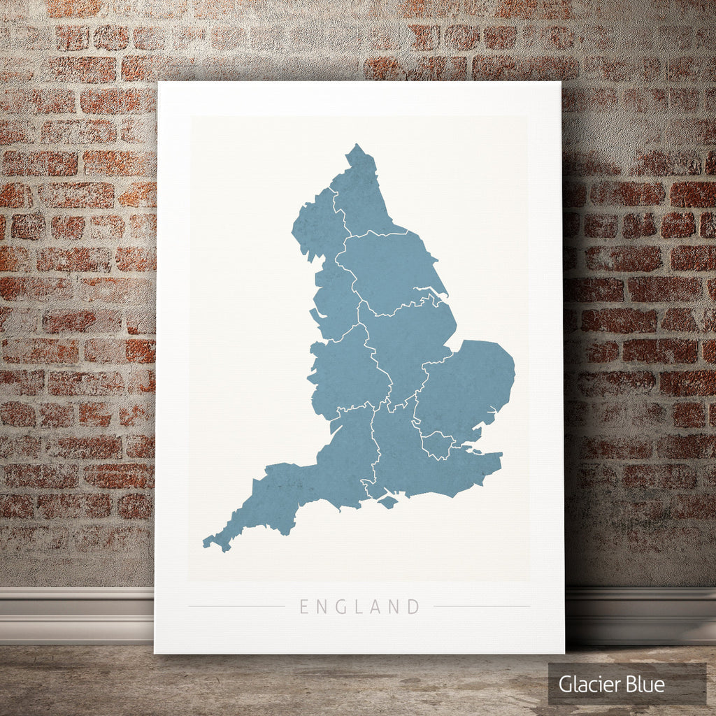 England Map: Country Map of England - Colour Series Art Print