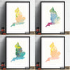 England Map: Country Map of England  - Nature Series Art Print