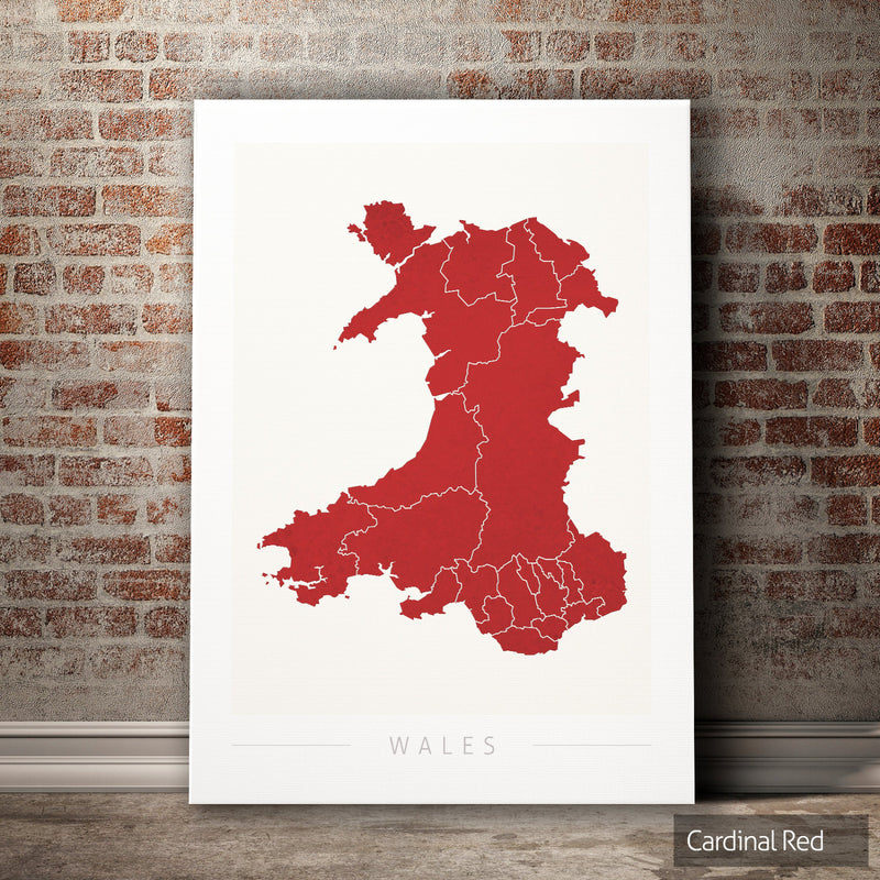 Wales Map: Country Map of Wales - Colour Series Art Print
