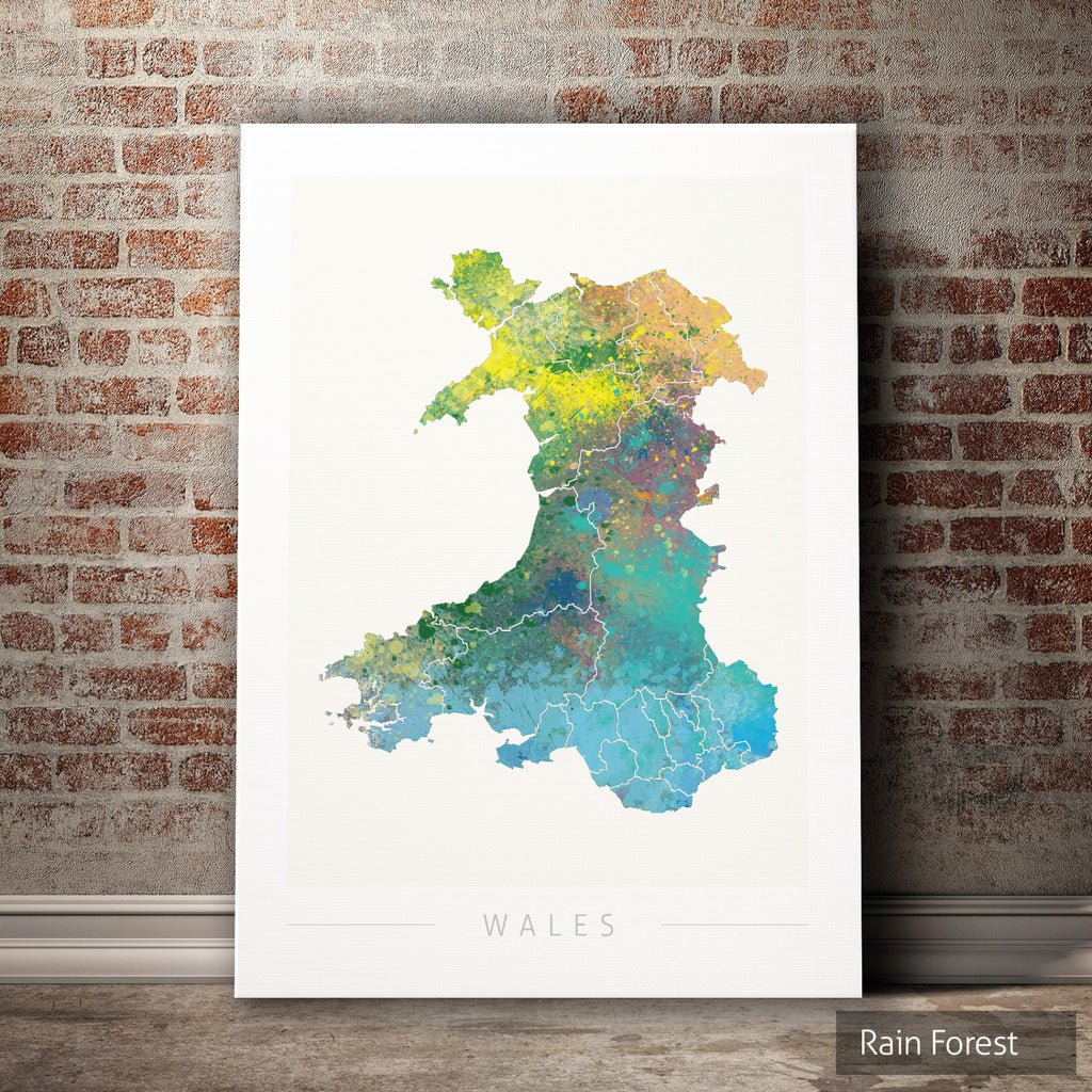 Wales Map: Country Map of Wales  - Nature Series Art Print
