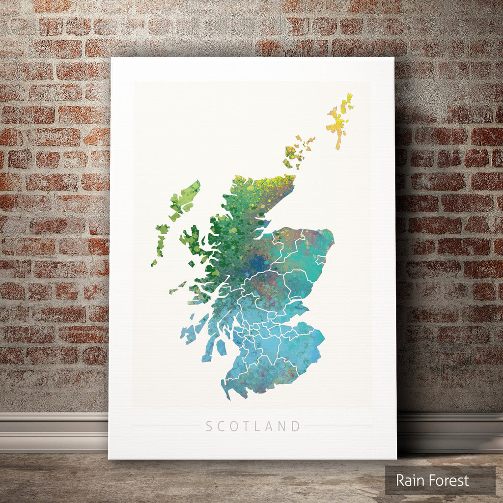 Scotland Map: Country Map of Scotland  - Nature Series Art Print