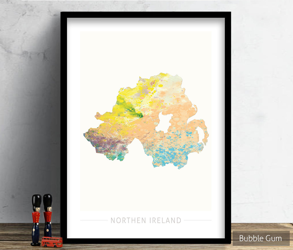 Northern Ireland Map: Country Map of Northern Ireland  - Nature Series Art Print