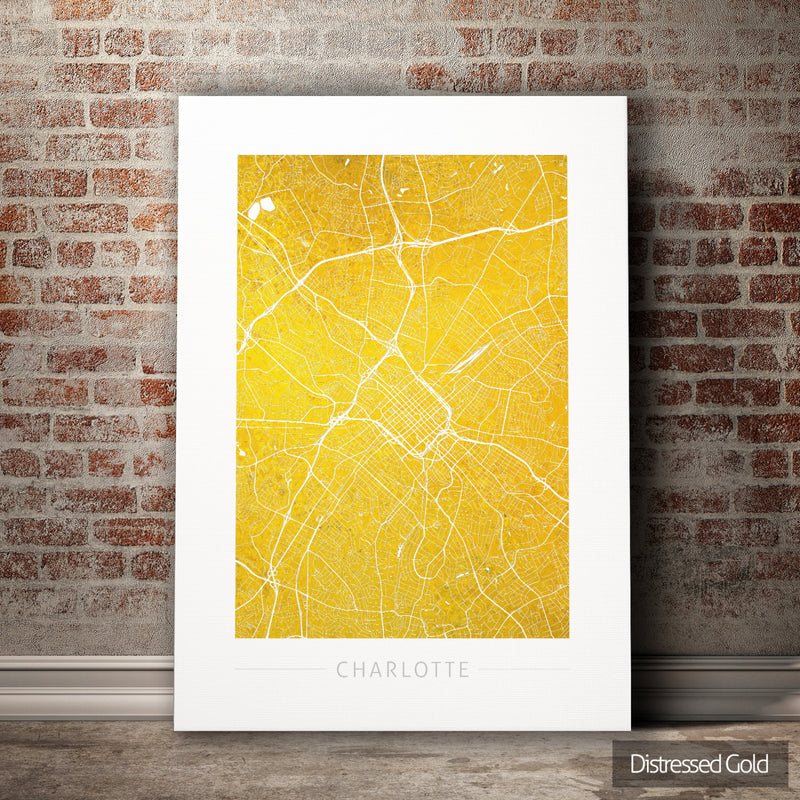 Charlotte Map: City Street Map Charlotte, North Carolina - Colour Series Art Print