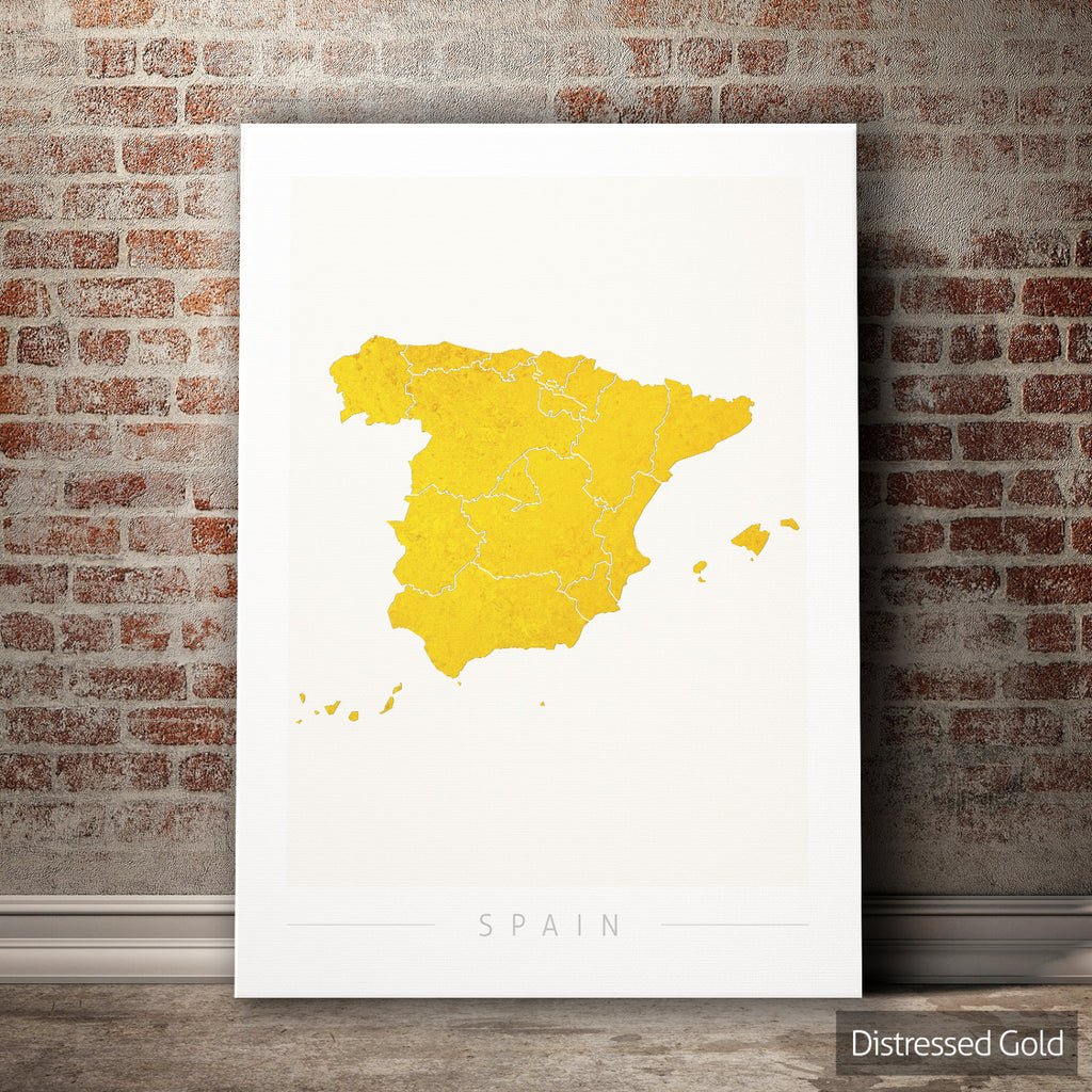 Spain  Map: Country Map of Spain - Colour Series Art Print