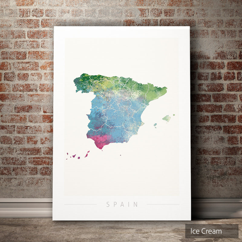Spain Map: Country Map of Spain  - Nature Series Art Print