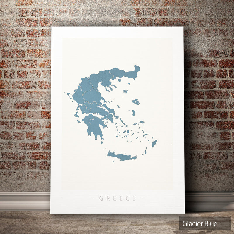 Greece Map: Country Map of Greece - Colour Series Art Print