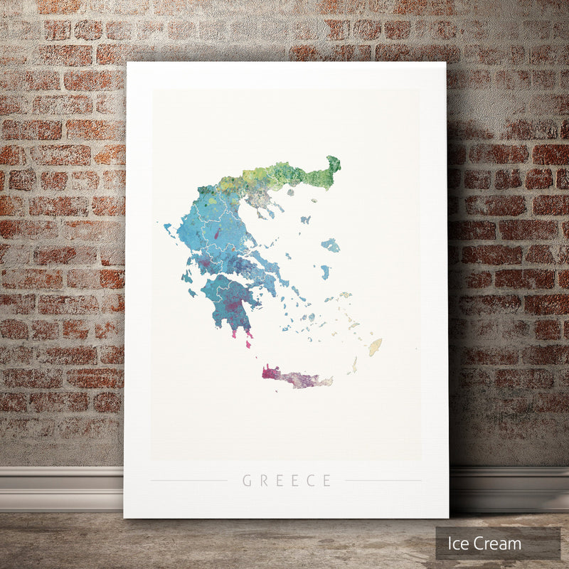 Greece Map: Country Map of Greece  - Nature Series Art Print