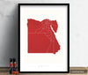Egypt Map: Country Map of Egypt - Colour Series Art Print