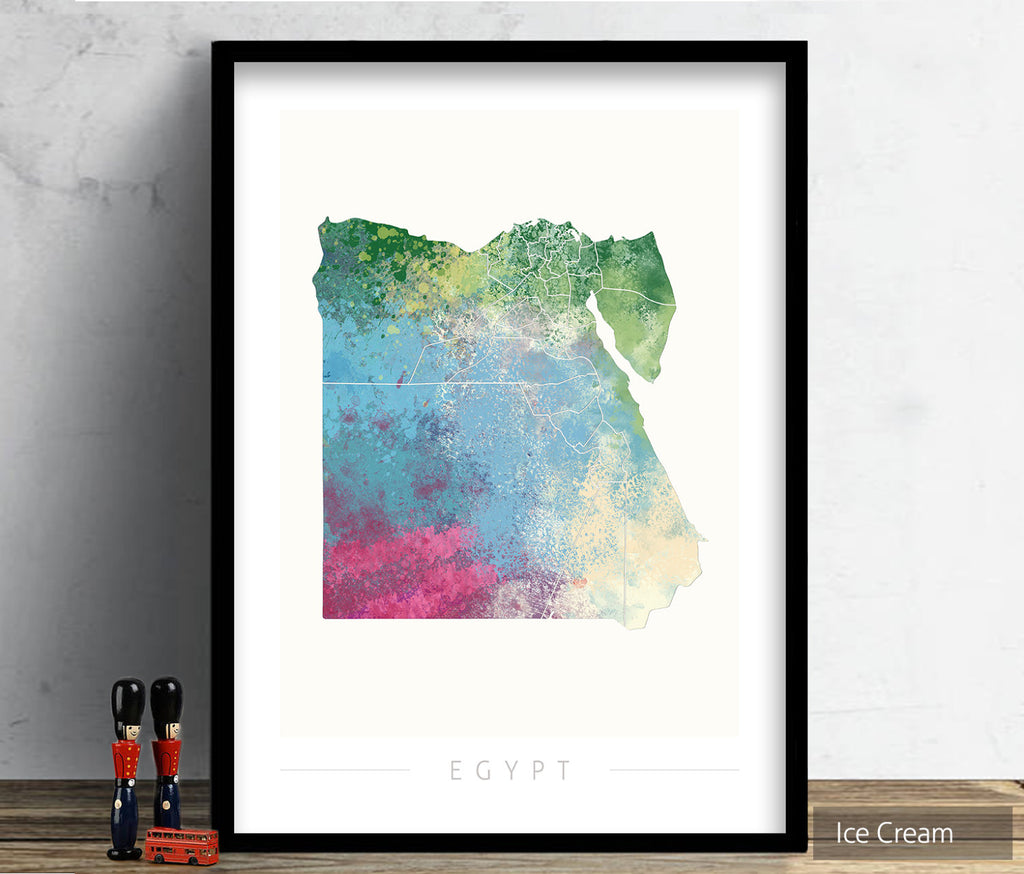 Egypt Map: Country Map of Egypt  - Nature Series Art Print