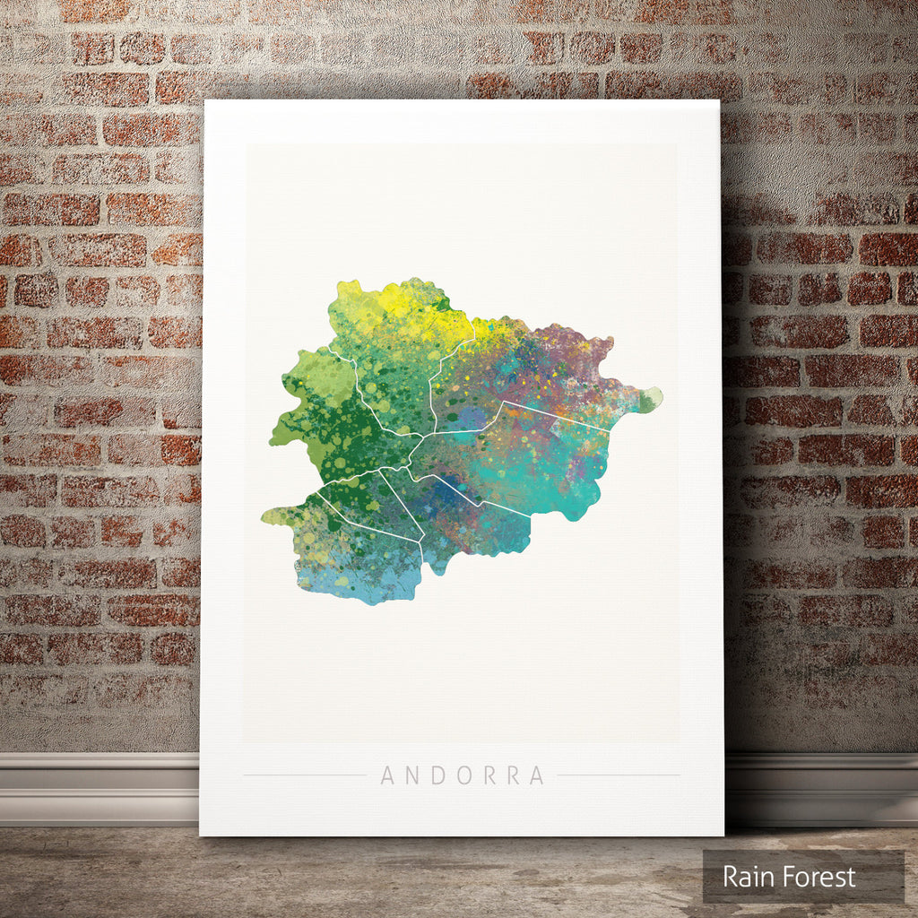 Andorra  Map: Country Map of Andorra  - Nature Series Art Print