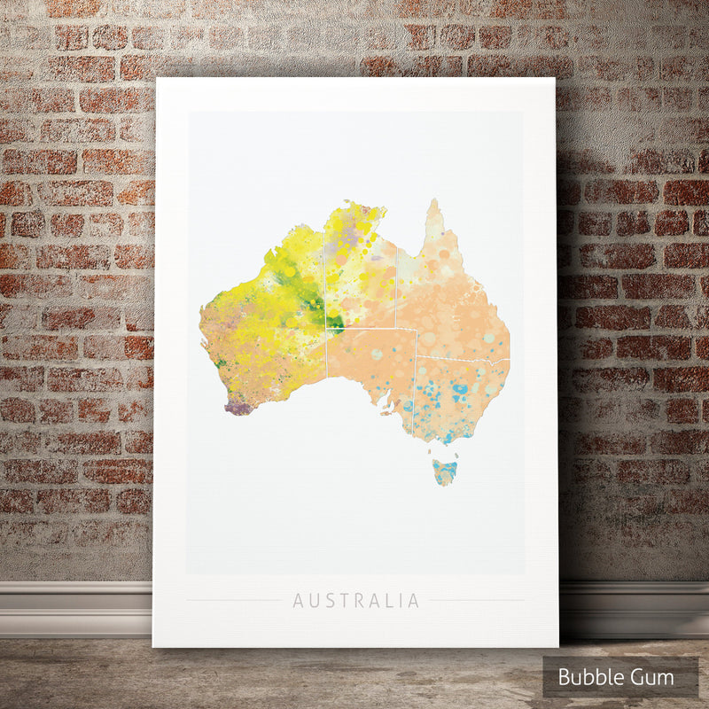 Australia Map: Country Map of Australia  - Nature Series Art Print