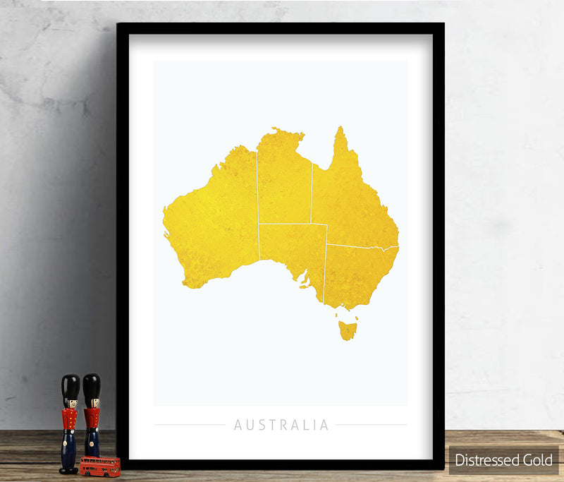 Australia Map: Country Map of Australia - Colour Series Art Print