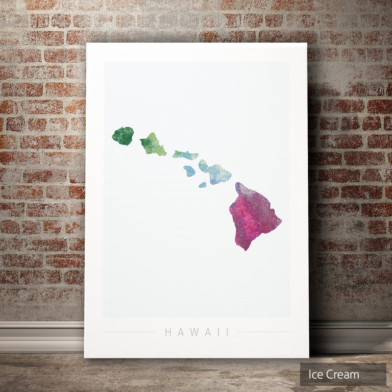 Hawaii Map: Island Map of Hawaii USA  - Nature Series Art Print